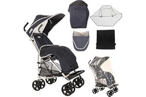 MobiQuip XL Pushchair All Weather Complete Accessories Pack, Warm Footmuff, Sun Hood with Vision Panel, Protective Rain Cover, Storage Basket, to Co-Ordinate with Blue MobiQuip XL Stroller