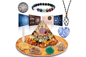 vuUuuv Pyramide énergétique astrologique, ensemble de cristaux pour Bélier, signe du zodiaque : pierre de partenaire de naissance pour l'astrologie, le reiki, le générateur d'énergie, la méditation.