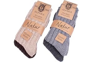 Brubaker 4 Paia di Calzini di Alpaca - Calze Invernali con Lana di Alpaca - Set di calzini per Uomini e Donne - Molto Soffici, Spessi