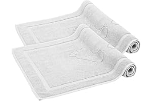 Komfortec 2-częściowy zestaw dywaników łazienkowych, frotte, nadaje się do prania, 800 g/m² i 100% bawełna, chłonny i szybkoschnący, 50 x 80 cm, biały