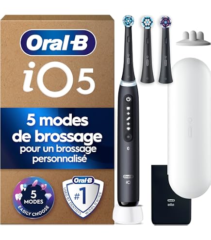 Oral-B Brosse  dents lectrique Rechargeable iO 5N Noir, 1 Brosse  Dents  lectrique 1 Tte Pochette, I 5 Pour Un Nettoyage Des Dents Efficace,  Capteur de Pression, Gencives Protges : Amazon.fr: