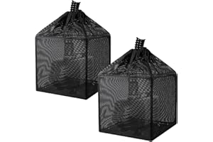 Hecaty Lot de 2 sacs filtrants de bassin, sac de barrière de pompe, boîte de filtre cube anti-encrassement, sac de média noir pour pompe en maille pour bassin d'eau extérieur (25,4 cm x 2 paquets)