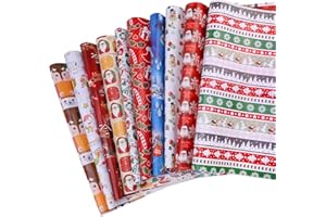 HOWAF Papel Regalo Navidad, 10 Hojas Papel de Regalo Navidad Rollo Grande, Papel Envolver Ragalo Navidad Papel de Regalo Infantil, 70 cm x 50 cm, Rojo, Verde