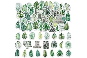SHANFAA 46 Stücke Grüne Blatt Aufkleber, Kleine Größe Natur Pflanze Aufkleber, DIY Dekoration Aufkleber Set für Reisekoffer, Laptop, Planer, Kalender, Scrapbook, Koffer, Notizbücher, Journal
