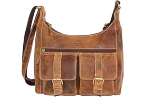 ALMADIH Geräumige Leder Damentasche Umhängetasche LARA Bv - große Ledertasche Damen Leder Tasche Handtasche Schultertasche Henkeltasche Businesstasche Shopper Tragetasche braun (LARA vintage)