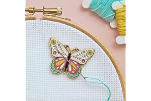 Caterpillar Cross Stitch Needle Minder - Butterfly for Cross Stitch, Sewing, Embroidery and Needlework Accessories, Enamel and Magnetic