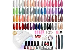 VANREESA 60 PCS Gel Nail Kit with 48W U V Lamp 36 Colours All Seasons Gel Nail Polish Set with Lamp Starter Kit Pink Red Brown Gels Polish Set with Base and Top Coat Manicure Salon Gifts for Women