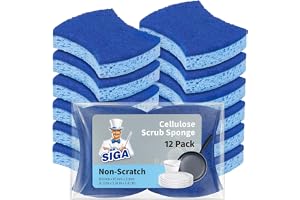 MR.SIGA Repfritt Cellulosasvamp, 12-pack | Repfritt Cellulosasvamp, Mjuk Disktvättsvamp för Belagda Kärl, Återanvändbar Hushå