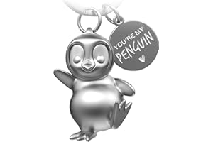 FABACH - Portachiavi a forma di pinguino Breezy, portafortuna, ottimo regalo per fidanzata o fidanzato, adatto per compleanni e anniversari, con incisione “You're My Penguin”