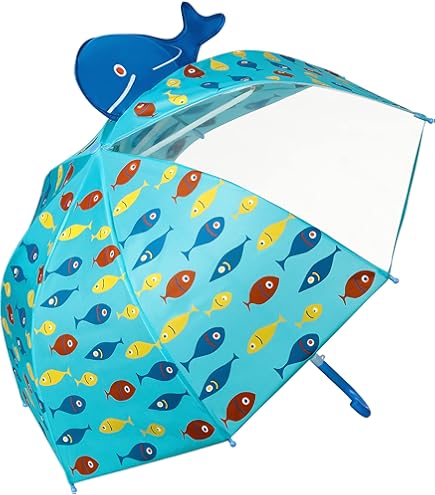 SMARTBULLE Transparante bubbelparaplu voor kinderen met fluorescerende rand: Windscherm; Diameter=71cm; Handmatige opening; Kinderparaplu; Print : Hond