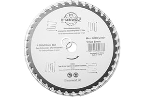 EISENWOLF 180 x 20 mm, 60 dientes, hoja de sierra circular para madera
