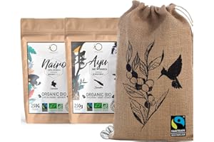ORIGEENS CAFFE IN GRANI BIO e FAIRTRADE 2x250 g | Cofanetto caffè chicchi da degustazione, torrefazione artigianale | Caffè in grani arabica | Caffè regalo
