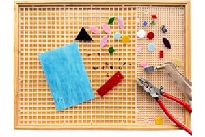 ILLUCKAI 17"x12" Stained Glass Cutting Mat, Double-Layer Detachable Design, Great for Scoring and Cutting Glass, Catching Glass Shards, Stained Glass Cutting Tools Supplies (2 Types Grid - Translucent)