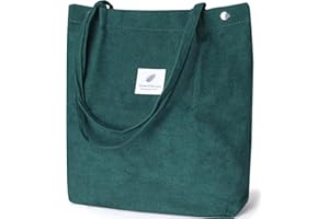 WantGor Corduroy Totes Bag Women's Shoulder Handbags Big Capacity Shopping Bag (Large Green)