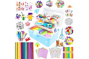 BNUZEIYI 3000 Bastelset Kinder Basteln Bastelkoffer mit Pfeifenreiniger Bastelsets für Kinder im Alter von 4-6, 6-8, 8-12 DIY Schulbedarf Material Bastelbox Set Spielzeug Geschenke für Mädchen Jungen, Blau