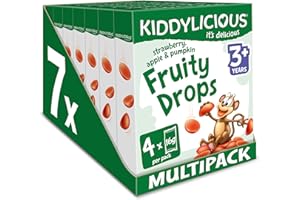 Kiddylicious Fruity Drops - Strawberry, Apple & Pumpkin - Delicious Snacks for Kids - Suitable for 3+ Years - 7 Packs of 4 (28 Total)