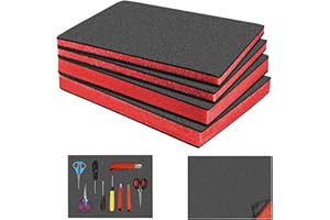 Povxlum 4Pcs Cuttable Polyurethane Foam Pads Sheets 40 x 30 x 2.5CM and 40 x 30 x 4CM Tool Box Foam Inserts for Tool Box Organisation Cases Packing Padding Camera Toolbox Storage