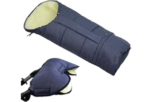 BAMBINIWELT BY RAFAEL K. BAMBINIWELT MUFF + chancelière d'hiver en laine d'agneau pour poussette, poussette, traîneau MELIÉ (marine)
