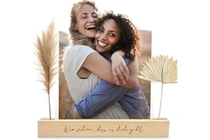 LOViLEE Kartenhalter Holz im 2er Set – Schön dass es dich gibt – Kartenständer Holz inkl. Postkarten Download – Fotohalter, Fotoaufsteller, Fotogeschenke, Schön dass es dich gibt Geschenke