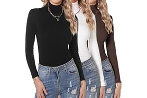 Aottori 3pcs Haut Thermique Femme col Roulé sous Vetement Thermique Maillot de Corps à Manches Longues sous-Vêtements Thermiques Pull T-Shirt