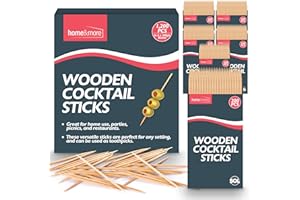 SOL [1,200 Pack] Wooden Cocktail Sticks - Perfect for Party Food, Catering, Home & Bars - Splinter-Free Toothpicks in Handy Dispensers - Perfect for Parties and Picking Teeth (6 x 200pc Boxes)
