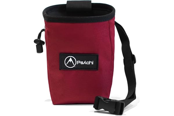Psychi Sac à magnésie pour escalade avec poche arrière à fermeture Éclair et ceinture