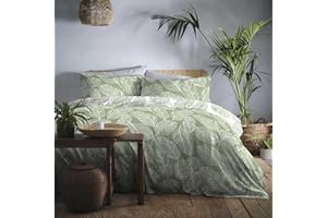 Fusion - Matteo - Juego de Funda de edredón de fácil Cuidado - 3 Piezas tamaño King en Color Verde