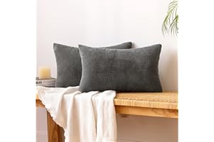 EMEMA Kordsamt Kissenbezug Dekorative Granulat Sofakissen Dekokissen Kissenbezüge Kissenhülle Couchkissen Überwurf Kissen Bezug Zierkissen für Couch Sofa Wohnzimmer 2er Set 40x60 cm Dunkelgrau