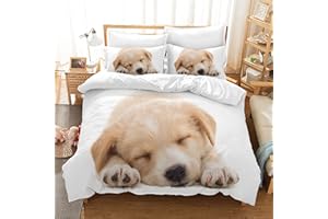 Hoimlm Set di Biancheria da Letto per Bambini 200x200, Set di Biancheria da Letto con Motivo Cucciolo Giallo, Set di Biancheria da Letto in Microfibra, per Ragazzi e Ragazze