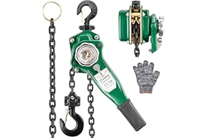 STANEW Paranco a Catena, Paranco a Leva Manuale Altezza di Sollevamento 2.8m, Capacità Max. da 1.5t, Catena in acciaio al carbonio G80, gancio girevole a 360°