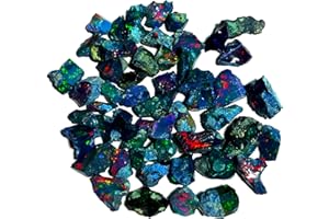 JAGUAR GEMS Black Opal Rough - 25 Carat - AAA Quality Black Opal Raw, Ethiopian Opal Gemstone Rough, Welo Multi Fire - 3-6 Pcs, Ragular, Gemstone, black opal