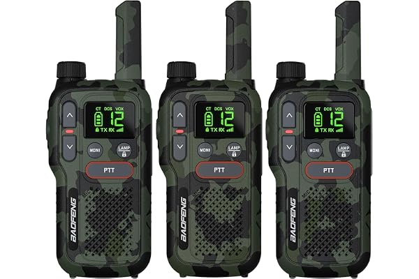 BAOFENG GT-18 Talkie Walkie Enfant PMR446 Radio sans Licence, Talkie-walkie Rechargeable Longue Portée, Batterie 1500 mAh, Double PTT, 16 Canaux, Balayage, Lampe de Poche pour Camping, Paquet de 3