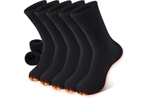 NIORASEN Thermal Wool Socks for Women 5 Pairs Multipack, Ladies Warm Winter Walking Hiking Crew Socks for Boots, Thick Comfy Cushioned, Black & Multicolour, Christmas Gifts for Women, Stocking Fillers
