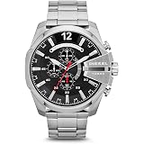 Diesel Orologio da uomo al quarzo cronografo in acciaio inossidabile overflow, Nero, Cronografo : Diesel