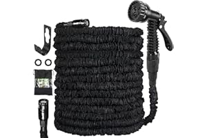 GRANDMA SHARK Gartenschlauch Flexibel 22m, Gardena Schlauch Wasserschlauch Flexibler Schlauchrohre mit 7 Modi, Wasserspritzpistole, Erweiterbare Schlauch-Spritzpistole (75FT, Schwarz), aus Polyester