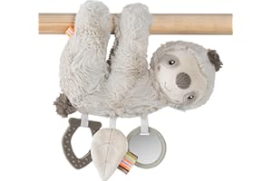 Fehn Activity-Faultier – Motorikspielzeug zum Aufhängen für Kinderwagen, Kinderbett und Babyschale – zum Beißen, Greifen und Geräusche erzeugen – Spielzeug für Babys und Kinder ab 0+ Monaten