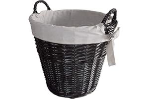 Metrox 99094 - Cesta para leña con Asas (Mimbre para leña, Forro Interior de Yute, 43 x 43 x 40 cm)