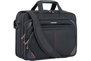 Torba na laptopa KROSER 15.6-calowa torba biznesowa Torba na laptopa na ramię Wodoodporna torba na ramię Wytrzymałe etui na tablet z kieszeniami RFID na uczelnię / mężczyzn / kobiety / mężczyzn / kobiety - czarny / czerwony MULTI-WAY