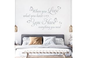 WALL DESIGNER When You Love What You Have, You Have Everything ... - Quote Decal Wall Sticker [Large] [Silver]