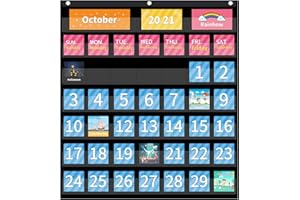 VEESPER Graphique de poche du calendrier, tableau de poche du calendrier de classe, calendrier de classe, tableau de poche, classement de poche, carte de poche pour salle de classe, calendrier pour la c