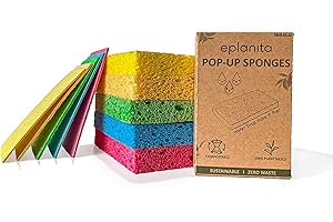 EPLANITA éponges Pop-up en Cellulose Naturelle (Lot de 10), compostables, Nettoyage sans Rayures pour Cuisine et Salle de Bain, Vaisselle, Gommage écologique, Bricolage Artisanat
