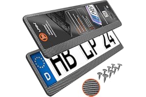 L & P CAR DESIGN Kennzeichenhalter 520x110mm Nummernschildhalterung Auto universell inkl. 8 Schrauben Kennzeichenhalterung Nummernschildhalter 2 Stück Refreshed 2024 Carbon-Optik