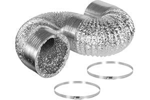 iPower 6 Inch 8 Feet Non-Insulated Flex Air Aluminum Ducting Dryer Vent Hose for HVAC Ventilation, 2 Clamps included