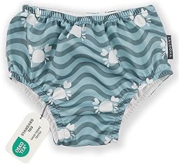 LaLoona Baby Schwimmwindel | Wiederverwendbare Badewindel mit OEKOTEX Standard 100 | schnelltrocknend & bequem für Pool und Strand – Krabbe Grün - 74-80