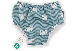 LaLoona Baby Schwimmwindel | Wiederverwendbare Badewindel mit OEKOTEX Standard 100 | schnelltrocknend & bequem für Pool und Strand – Krabbe Grün - 74-80