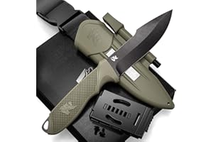 ‎WOLFGANGS ODENWOLF W3 Outdoor Messer feststehende Klinge - Inkl. Scheide + Feuerstarter - Ideales Jagdmesser aus einem Stück D2 Stahl gefertigt - Premium Survival Messer - Bushcraft Messer Outdoor