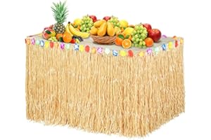 Bipl Hawaii Tischröcke, 275 x 75cm Luau Gras Tischrock Natürliche, Hawaii Luau Tischdeko, Hawaii Party Dekoration, für Bar BBQ Tropische Sommer Strand Garden Geburtstag Party Urlaub Kostüm