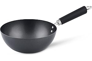 Ken Hom Mini Wok Acier au Carbone, 20cm, Excellence, Poele Wok Induction/Compatible avec les Ustensiles en Métal, Passe au lave-vaisselle, Garantie de 2 ans