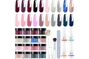 ‎EODCI EODCI Nagelpulver Starter Set, 20 Farben Blue Rosa Rot Dip Powder Set Liquid Set mit Base & Top Coat Activator French Dip Powder für DIY Home Dip Maniküre Sets