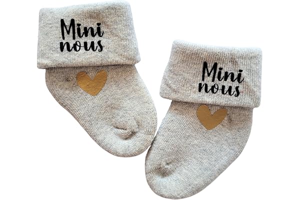 Chaussettes multicolores pour bébé et annonce de grossesse - thème mini nous (Gris clair)